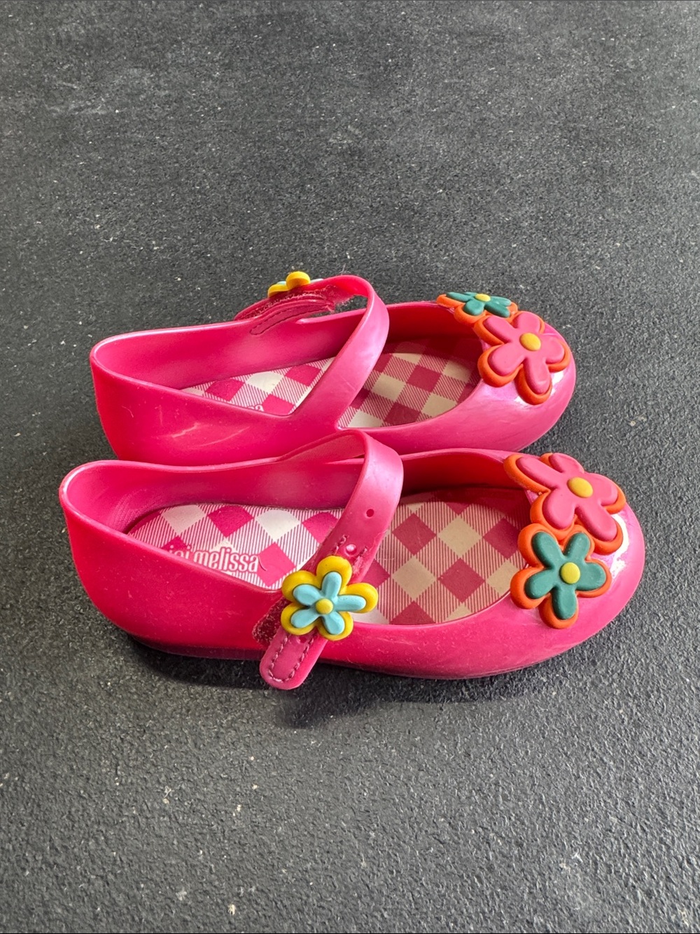 Mini Melissa Hot Pink Floral Jelly Mary Jane Shoes